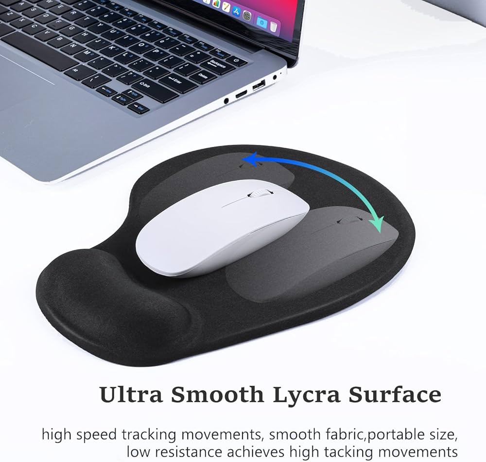 Problems Solved anti-slip mouse mat with gel foam wrist support, comfortable PC mouse pad for ergonomic use.