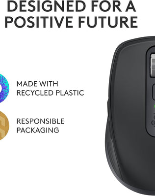 Logitech MX Anywhere 3S wireless mouse with compact design, fast scrolling, and 8K DPI on a smooth surface