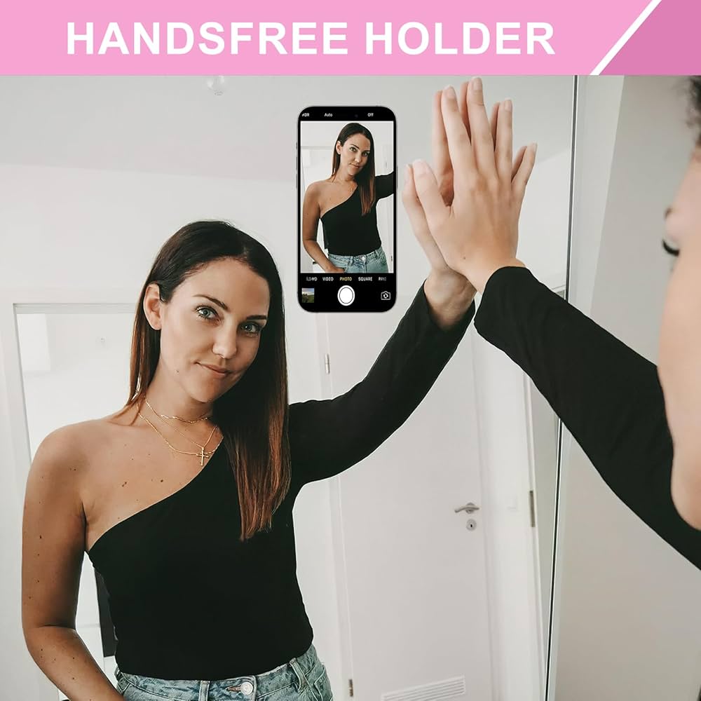 Problems Solved 3-piece silicone suction cup phone holder with double-sided design and 24 suction cups for secure attachment.