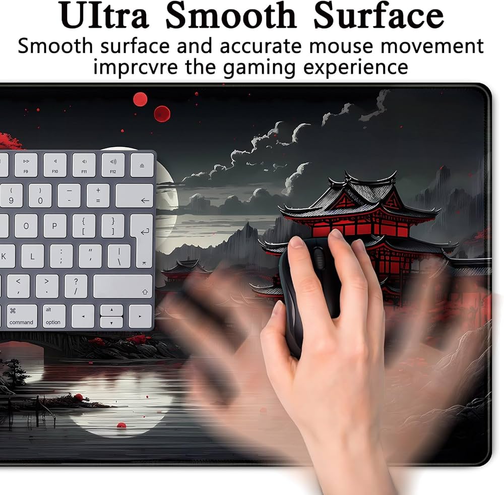 Large LeKuni gaming mouse pad by Problems Solved, XXL 900x400mm with stitched edges for gamers.