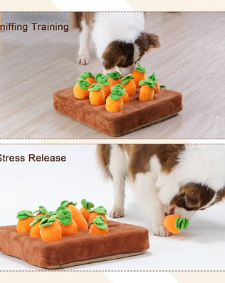 Interactive Dog Toys, Carrot Snuffle Mat for Dogs Plush Puzzle Toys 2 in 1 Non-Slip