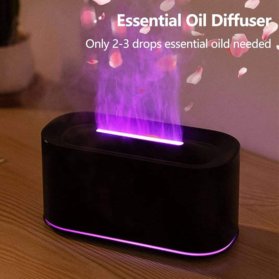Essential Oil Diffuser, Upqrade 7 Colour Lights Flame Aromatherapy Diffuser, Oil