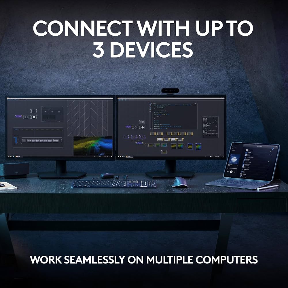 Logitech MX Keys S wireless keyboard by Problems Solved with low-profile design and fluid, quiet typing keys.