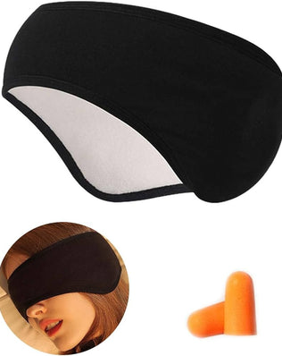 Problems Solved cotton sleep mask with adjustable strap and ear plugs, designed for comfortable, restful sleep.