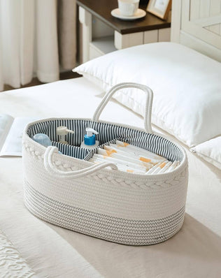luxury little Nappy Caddy Organiser, Large - Cotton Rope Baby Diaper Organiser
