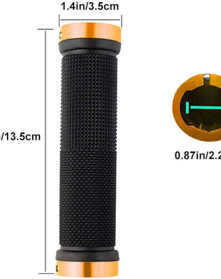 Problems Solved bike handlebar grips, non-slip rubber bicycle handle grips with aluminum accents, designed for comfortable cycling.