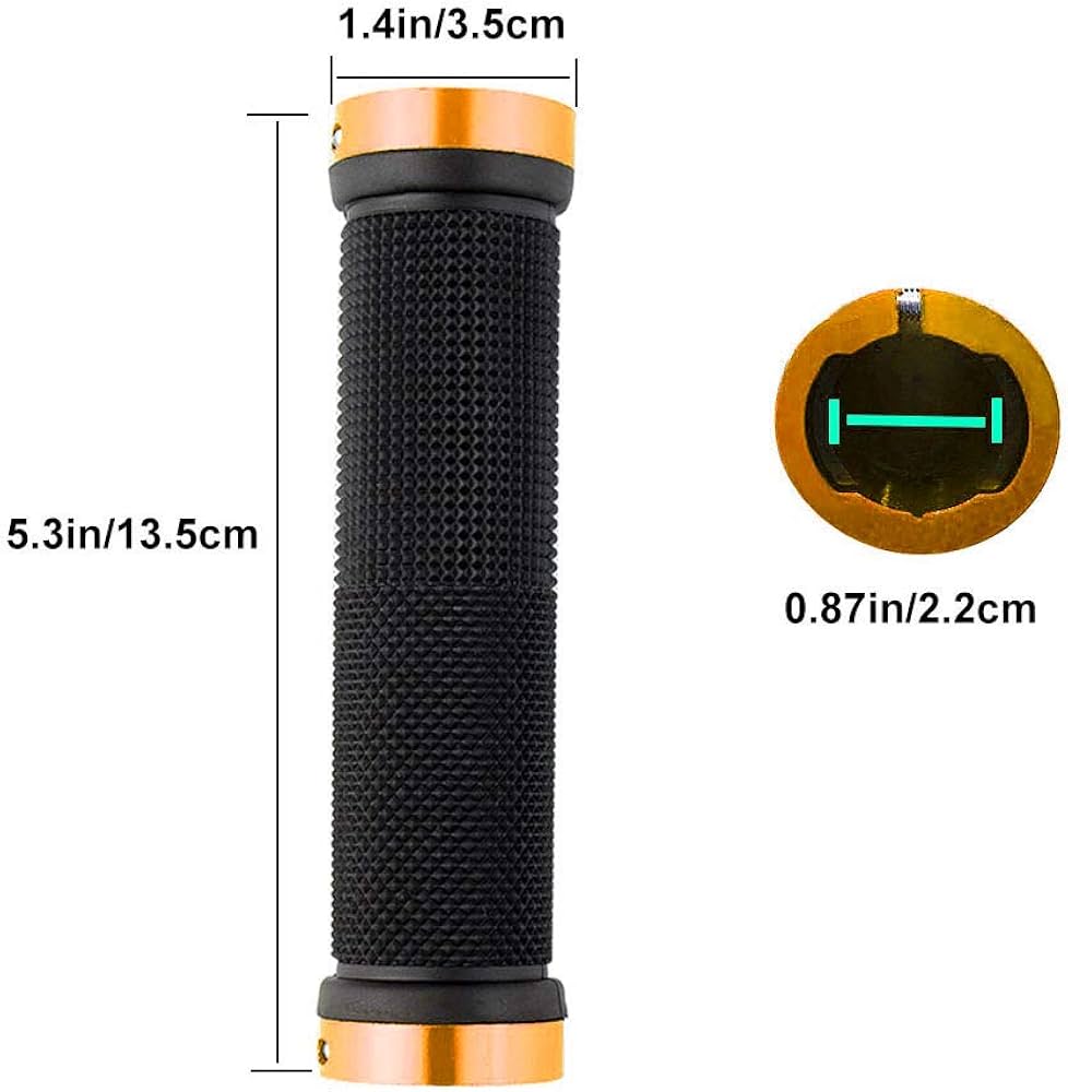 Problems Solved bike handlebar grips, non-slip rubber bicycle handle grips with aluminum accents, designed for comfortable cycling.