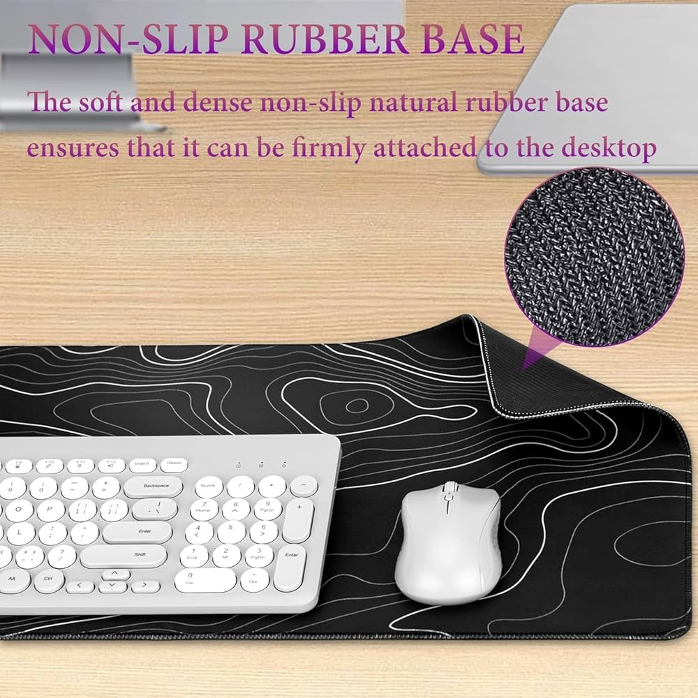 Large Problems Solved gaming mouse pad, 800x300mm desk mat with non-slip base, smooth surface for precise mouse movement.