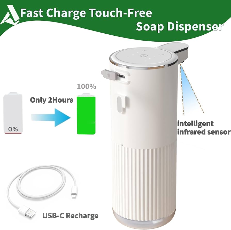 Problems Solved automatic touchless liquid soap dispenser for bathroom, sleek black design with sensor for hands-free use