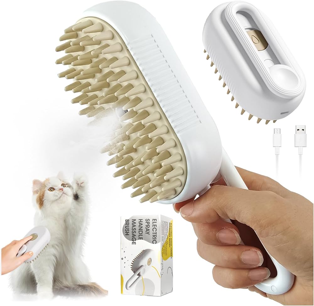 A Rechargeable 3 in 1 Multifunctional Cat Grooming Brush