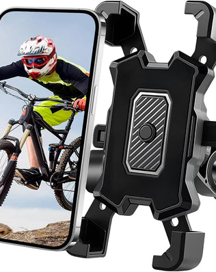 Problems Solved bike phone handlebar mount with anti-vibration, safety lock, and 360º rotation for motorbike phone holder.