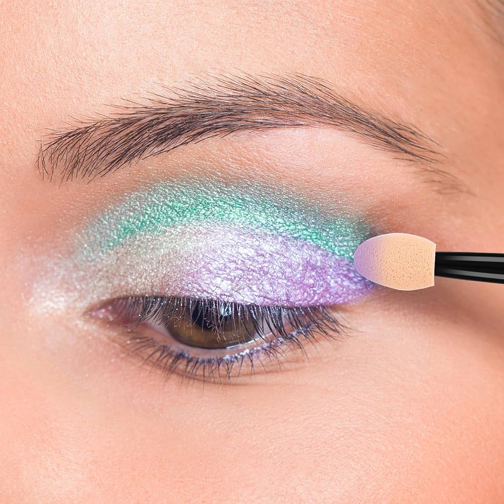 120pcs Problems Solved disposable eyeshadow applicators with 2.5-inch sponge tips for precise eye makeup application.