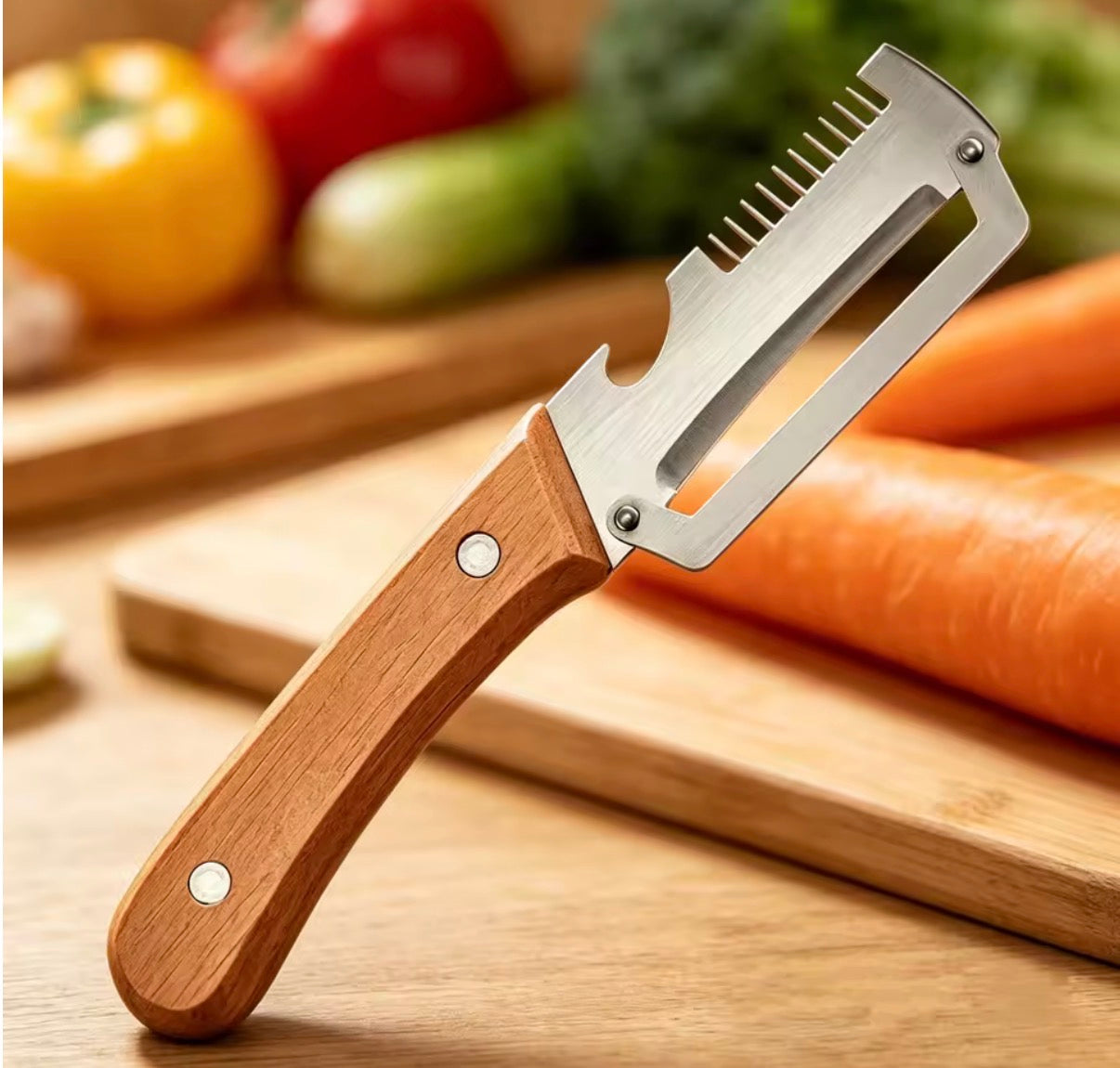 Wooden Multi Functional Vegetable Peeler With Ergonomic Handle For Peeling