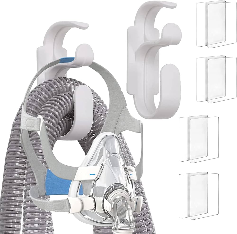 Problems Solved CPAP hose holder hanger set for tubing support, designed to keep CPAP system hoses organized and accessible.