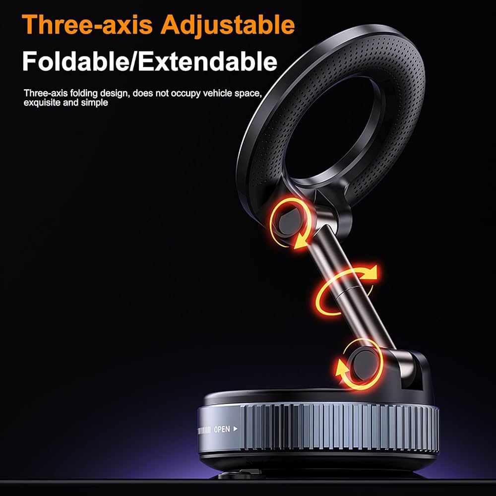 Problems Solved magnetic phone holder with 360° rotation, adjustable and foldable design for secure smartphone mounting.
