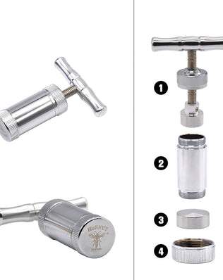 Problems Solved Tool Pollen T Press with T-handle, durable herb pollen press for compact, efficient pollen extraction.