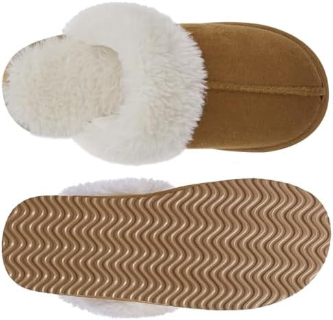 Women's Fuzzy Memory Foam Slippers Fluffy Winter House Shoes Indoor and Outdoor