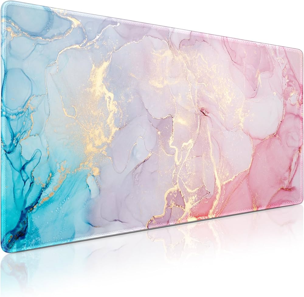 Large Problems Solved gaming mouse mat, 900x400mm XXL desk protector with smooth surface and non-slip base for gaming and office use.