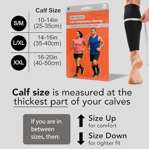 Pair of Problems Solved calf support compression sleeves for women and men, designed for running and muscle relief.