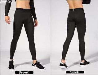 Men's compression trousers from Problems Solved, athletic sports tights with a snug fit and breathable fabric for active wear.