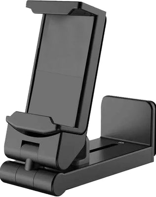 Problems Solved airplane in-flight phone holder with 360° rotating clamp mounted on a car dashboard, adjustable and universal fit.