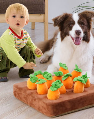Interactive Dog Toys, Carrot Snuffle Mat for Dogs Plush Puzzle Toys 2 in 1 Non-Slip