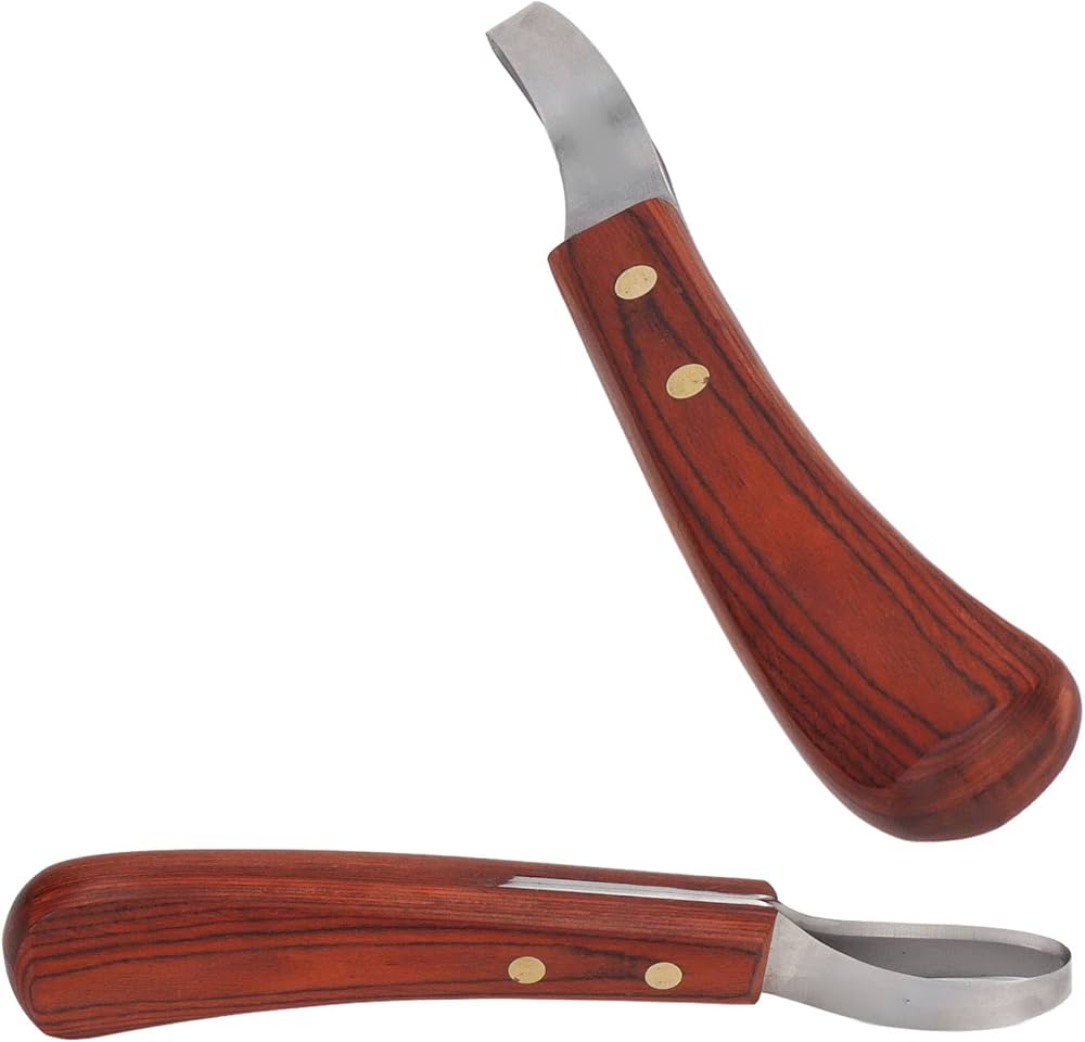 Hoof Knife, Hoof Cutting Knife with Wooden Handle, Farrier Tool for Horses