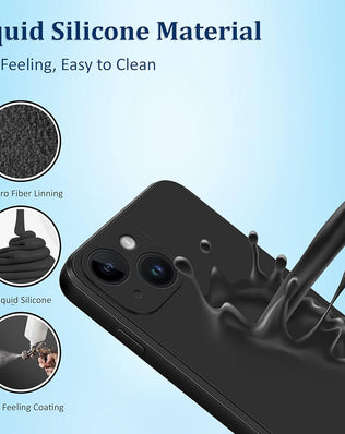 Liquid silicone case for iPhone 14 Plus, 6.7-inch from Problems Solved, showing a smooth, flexible, and protective phone cover.
