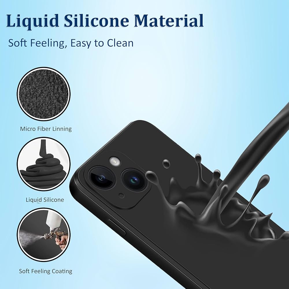 Liquid silicone case for iPhone 14 Plus, 6.7-inch from Problems Solved, showing a smooth, flexible, and protective phone cover.