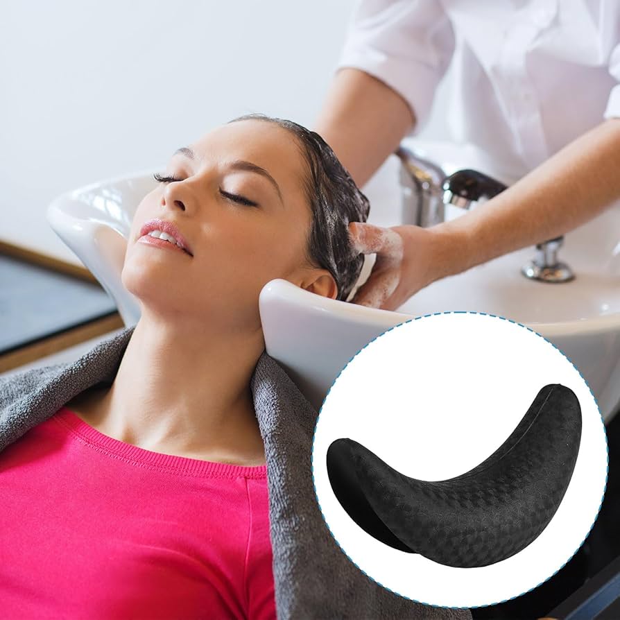 Problems Solved salon neck pillow and cushion for hair wash shampoo bowl, providing comfortable neck support during hair treatments.