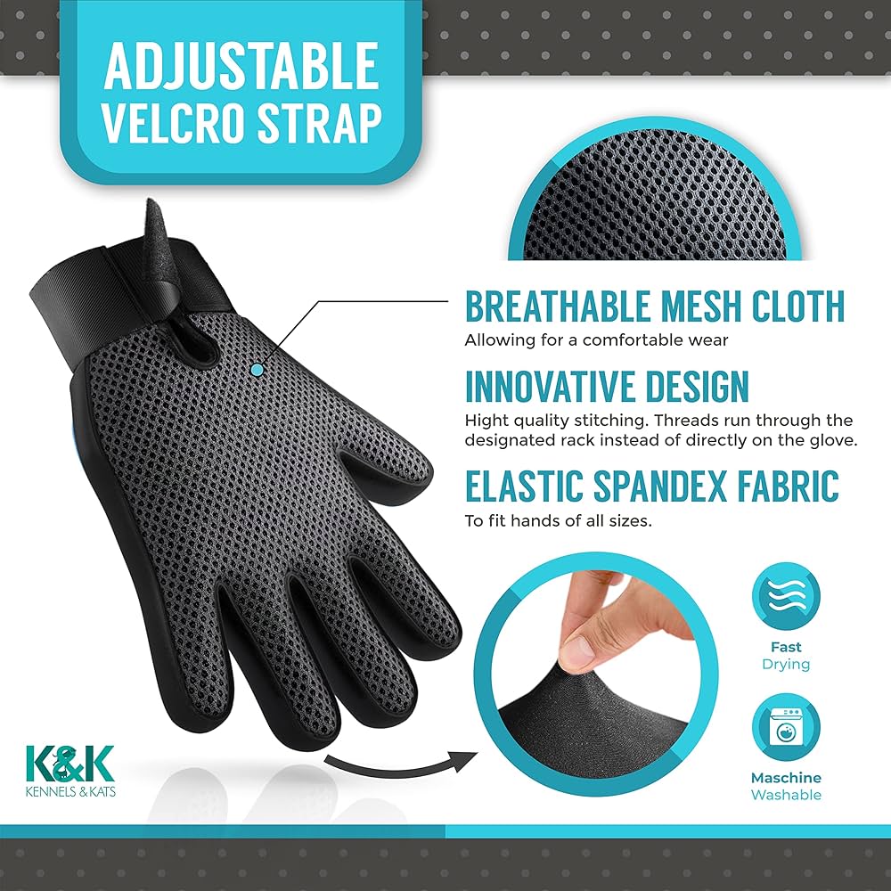 Pet Grooming Glove | Pet Brush Glove | Premium De-shedding Glove for Easy, Mess-free