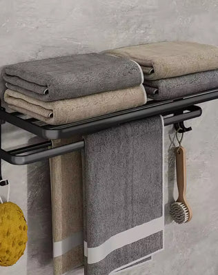 Matte Black 50CM Folding Holder With Hook Towel Holder adhesive - Problems Solved