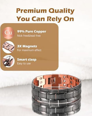 99.99% Soild Copper Magnetic Bracelets for Men,3X Ultra Strength Magnets(3500 Gauss)