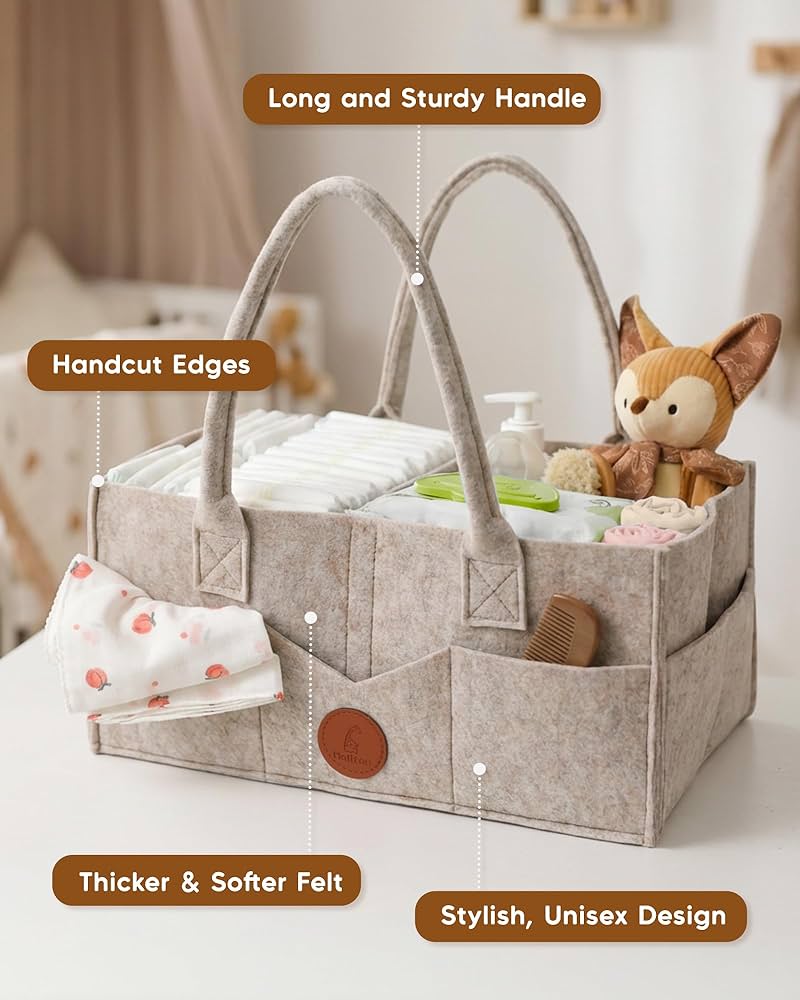 Maliton Nappy Caddy, Newborn Essentials for Diaper Caddy, Sturdy Portable Washable Baby