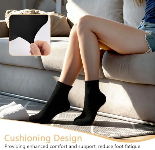 10 pairs of Problems Solved women's breathable, cushioned ankle socks with moisture-wicking fabric for comfort.