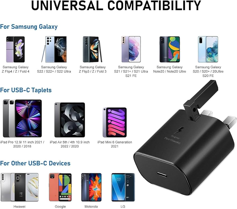 Galaxy S25 Fe/S25 Edge/S25/S25 Plus/S25 Ultra Charger Plug [25W]