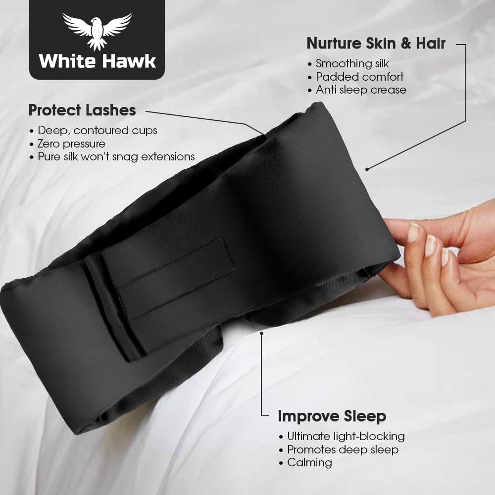 Unisex silk eye mask for sleeping with adjustable straps, made from 100% natural silk for comfortable relaxation and light blocking