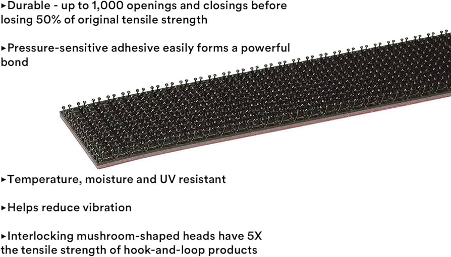 Dpm Tapes Dual Lock SJ3550 adhesive strip with snap-fit fastening by Problems Solved, showing the dual lock plastic fastener.