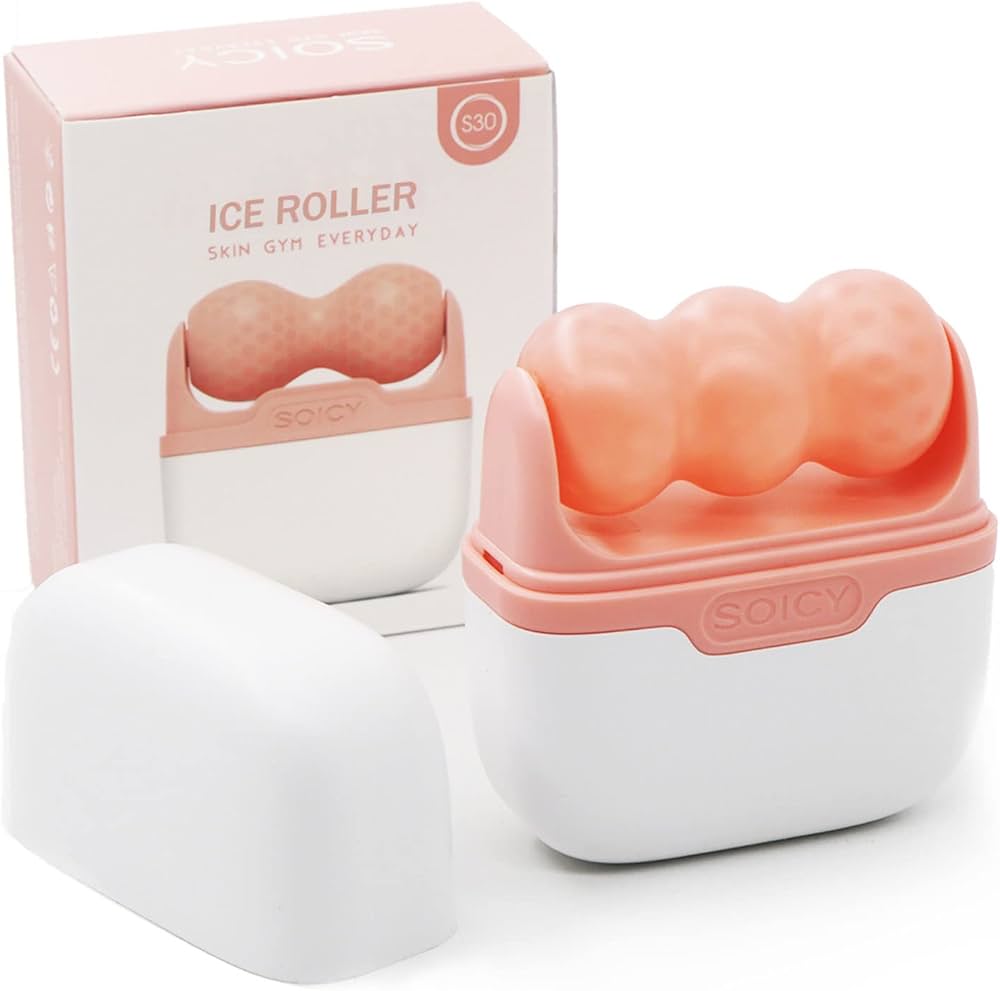 Ice Roller for Face and Eyes - Facial Skin Care Tools with 2 in 1 Face Roller and Travel Case