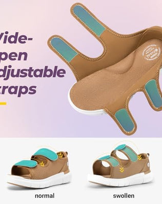 Wide Fit Open Toe Diabetic Sandals Edema Shoes Surgical Footwear With Adjustable Strap