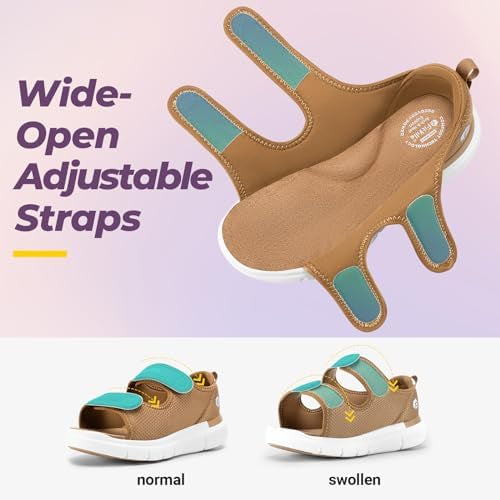 Wide Fit Open Toe Diabetic Sandals Edema Shoes Surgical Footwear With Adjustable Strap