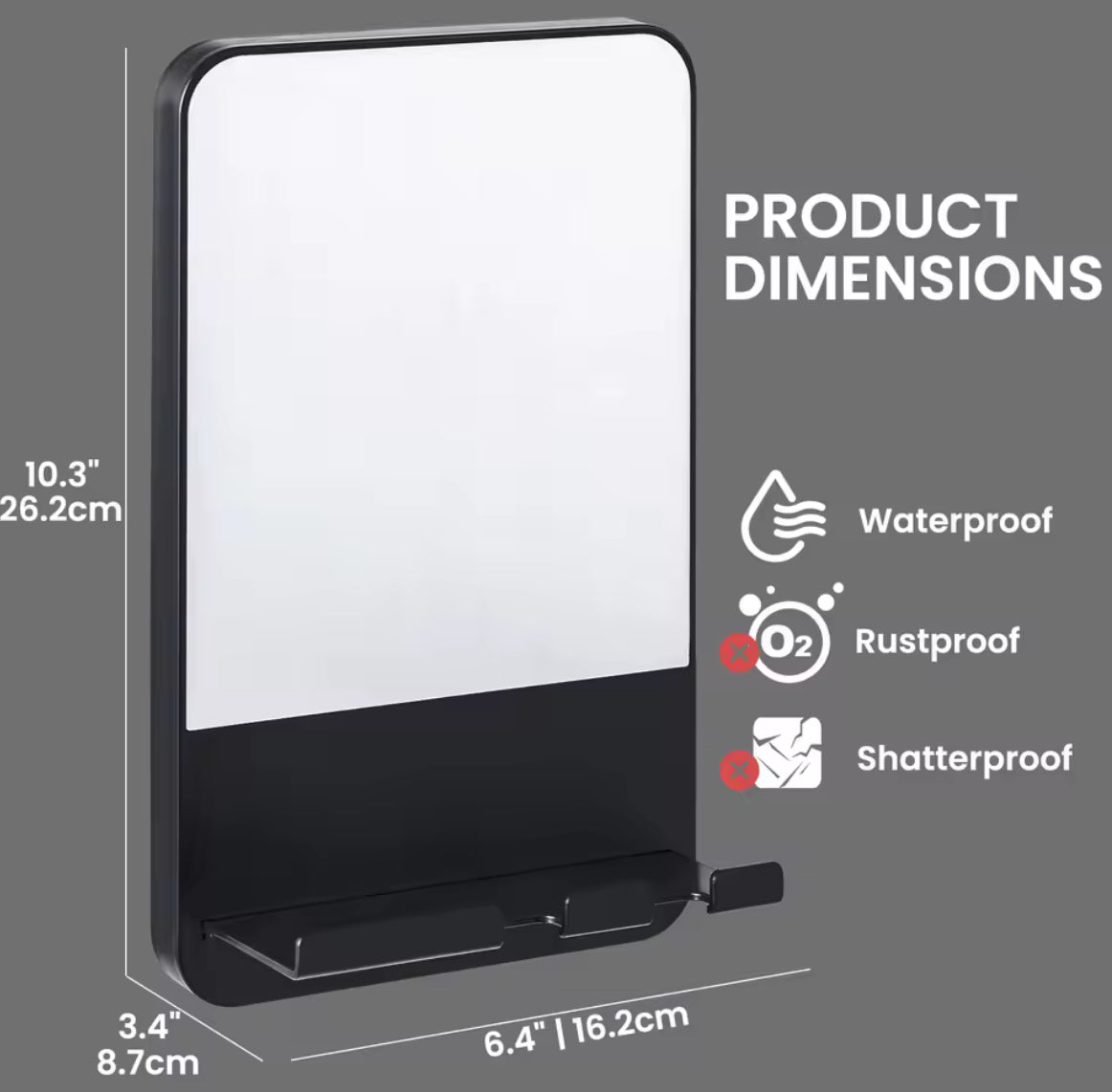 Shower Shaving Mirror with Storage Tray, with Razor Holder, Suction Cup Removable - Problems Solved