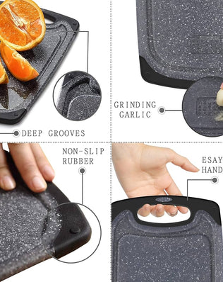 Problems Solved chopping boards set with multiple cutting boards in various sizes, ideal for kitchen prep and food safety.