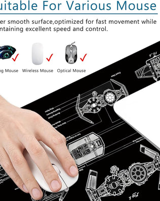 Large black gaming mouse pad by Problems Solved, XL desk mat measuring 31.5x11.8 inches with a smooth surface for gaming and office use.