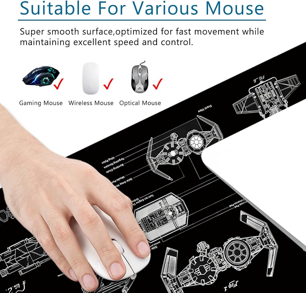 Large black gaming mouse pad by Problems Solved, XL desk mat measuring 31.5x11.8 inches with a smooth surface for gaming and office use.