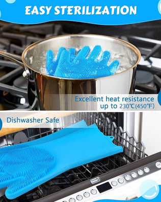 Pet Grooming Silicone Gloves (Blue) Dog Gloves with Silicone Hair Removal Gloves
