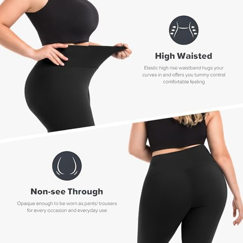 Black women's high waist sports leggings by Problems Solved, large size, ideal for gym and outdoor activities, shown in the image.
