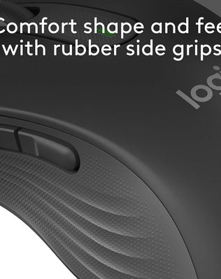 Problems Solved Signature M650 L full size wireless mouse with ergonomic design and multiple buttons on a desk.