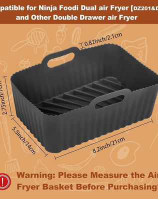 Problems Solved 2-pack silicone air fryer liners for Ninja Foodi Dual DZ201, non-stick basket, heat-resistant and reusable.