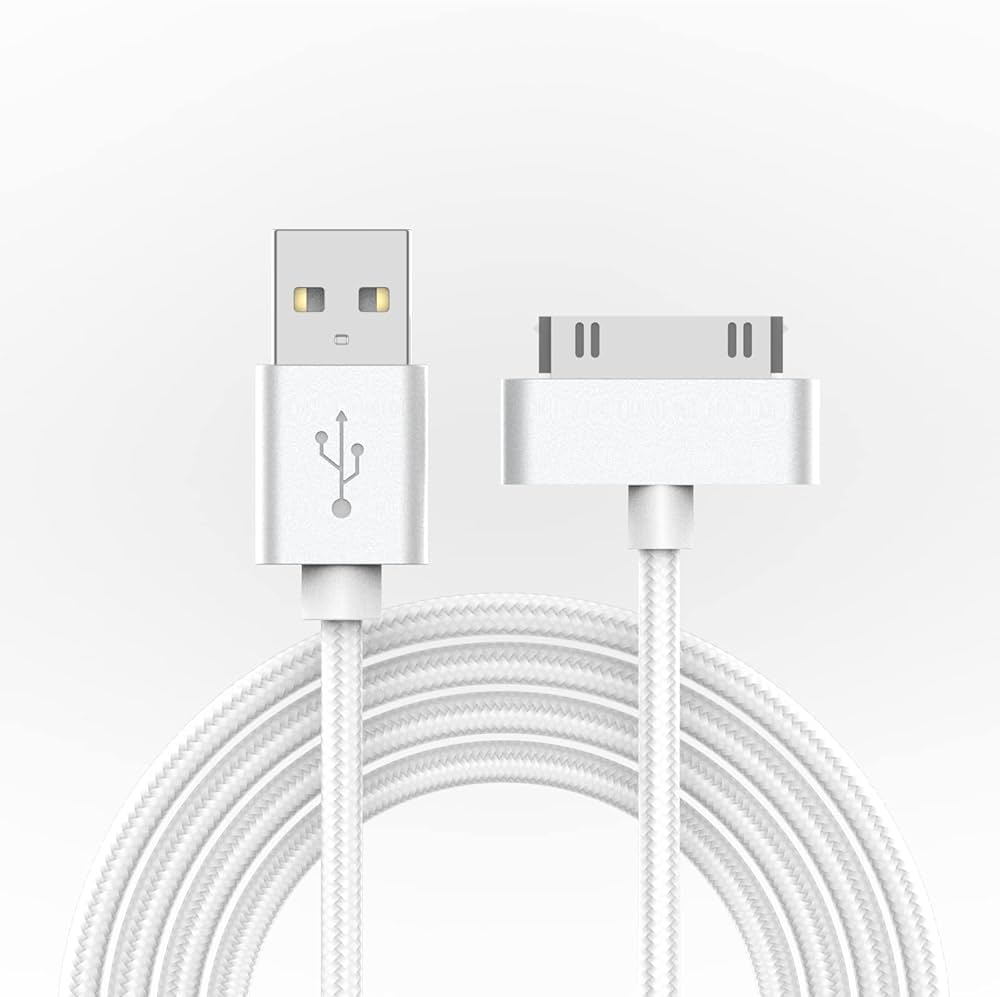 Problems Solved braided 1M iPhone USB charger cable for syncing and charging, silver color, durable and flexible design.